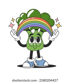 Broccoli vegetable cute groovy character