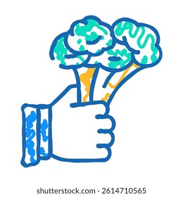 broccoli vegetable doodle icon sketch vector. broccoli vegetable sign. isolated symbol illustration