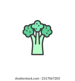 Broccoli vegetable filled outline icon, line vector sign, linear colorful pictogram isolated on white. Symbol, logo illustration. Vector graphics