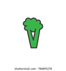 Broccoli vegetable filled outline icon, line vector sign, linear colorful pictogram isolated on white. Vegetarian food symbol, logo illustration. Pixel perfect vector graphics