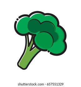 Broccoli vegetable flat color vector icon