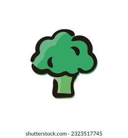 Broccoli - Vegetable icon (Hand-drawn line, colored version)