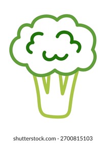 Arte de línea de vegetales de brócoli con un contorno de color llamativo. Fácil página para colorear para niños pequeños y proyecto de guardería. Linda Imagen de Vector aislado para libros educativos, juegos o actividades de aprendizaje creativo