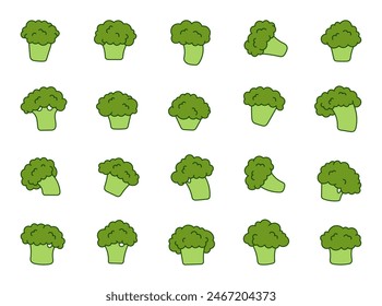 Broccoli vegetables. Healthy food. Hand drawn style. Vector drawing. Collection of design elements.