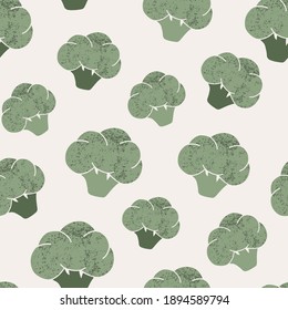 Broccoli vegetables seamless pattern. vector illustration