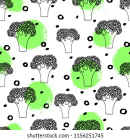 Broccoli.Seamless  pattern vegetables