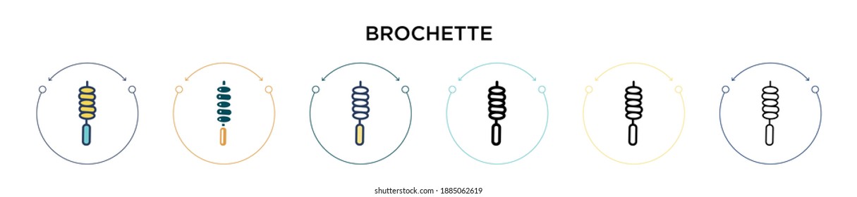 Brochette icon in filled, thin line, outline and stroke style. Vector illustration of two colored and black brochette vector icons designs can be used for mobile, ui, web