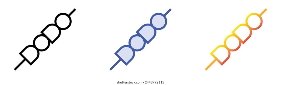 brochette icon. Linear, Blue Fill and Gradient Style Design Isolated On White Background