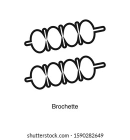 Brochette linear icon vector on white background. Food black icon illustration