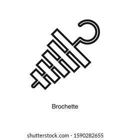 Brochette linear icon vector on white background. Food black icon illustration