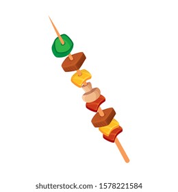 brochette of meat and vegetables isolated icon vector illustration design