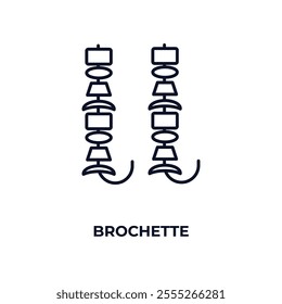 brochette  outline icon. Linear vector from food concept. Thin line brochette  icon isolated on white background