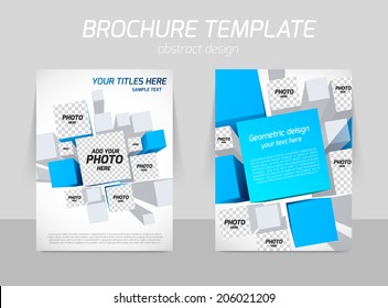 Brochure abstract 3d cube digital back and front side design with space for image