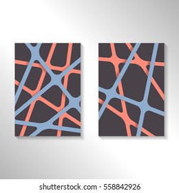 Brochure abstract design background with crossing lines. Layout for magazine cover, advertise presentation, flyer. Template with geometric pattern for poster page, card design, report or A4 booklet.