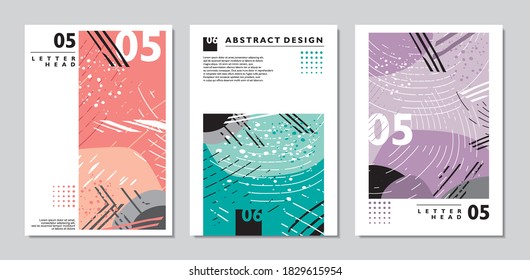 Brochure abstract design templates set. Vector letterhead, annual report, stationary or cover layouts. 