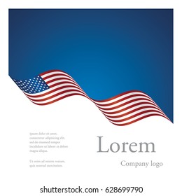 Brochure abstract design USA wavy flag ribbon