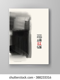 Brochure abstract inkblot background. Monochrome grunge paint design. Vector illustration.