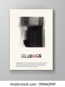 Brochure abstract inkblot background. Monochrome grunge paint design. Vector illustration.