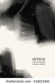 Brochure abstract inkblot background. Monochrome grunge paint design. Vector illustration.