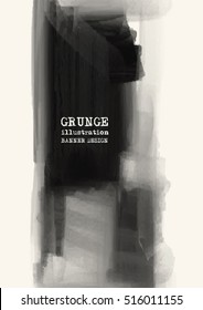 Brochure abstract inkblot background. Monochrome grunge paint design. Vector illustration.
