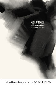 Brochure abstract inkblot background. Monochrome grunge paint design. Vector illustration.