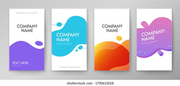 Brochure abstract liquid fluid shapes elements design for leaflet cards template background, modern booklet cover pages and flyers backdrop vertical banners, copy space text vector colorful print