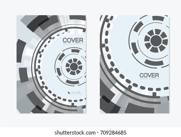 Brochure with abstract round background. Technology and industry design.
