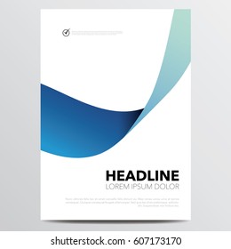 Brochure or annual report blue ribbon cover design template. Vector illustration.