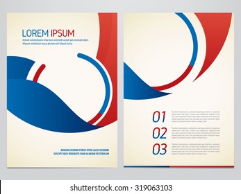 Brochure, annual report, flyer, magazine vector template. Modern blue and red corporate design.