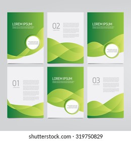 Brochure, annual report, flyer, magazine vector templates. Set of modern green corporate designs.