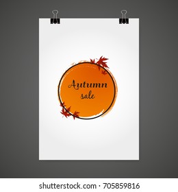 Brochure with autumn leaves. Vector autumn design. Fall theme.