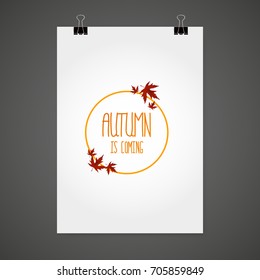 Brochure with autumn leaves. Vector autumn design. Fall theme.
