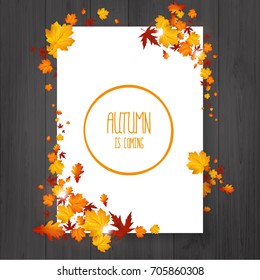 Brochure with autumn leaves. Vector autumn design. Fall theme.