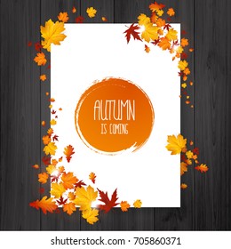 Brochure With Autumn Leaves. Vector Autumn Design. Fall Theme.