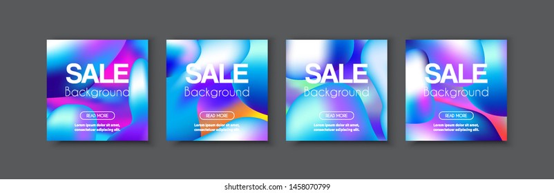 Brochure banner set collection flyer of abstract liquid glow light for template page frame sale business card. Trendy cover illustration of vector backdrop. Colorful pattern with clipping mask