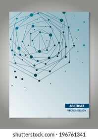 Brochure blue cover design template with abstract network connection concept background
