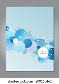Brochure blue cover design template with abstract network connection concept background