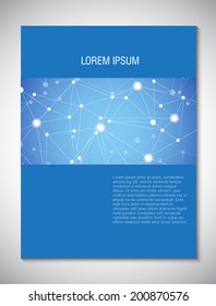 Brochure blue cover design template with abstract network connection concept background