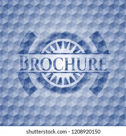 Brochure blue emblem with geometric pattern.