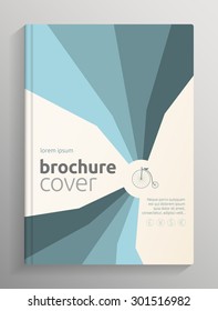 Brochure / book cover layout, blue stripes theme, with bleed and crop marks