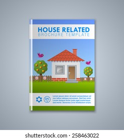 Brochure or book cover template on grey background