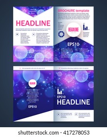 Brochure, Booklet & Flyer Layout Template. Bokeh Shining Space. Vector illustration