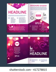 Brochure, Booklet & Flyer Layout Template. Bokeh Shining Space. Vector illustration