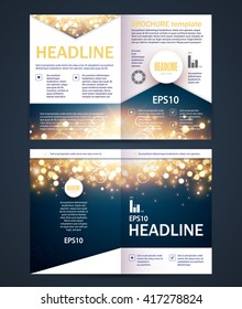 Brochure, Booklet & Flyer Layout Template. Bokeh Shining Space. Vector illustration