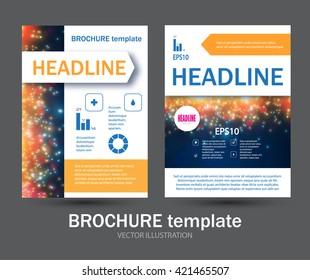 Brochure, Booklet & Flyer Layout Template Set. Bokeh Shining Space. Vector illustration
