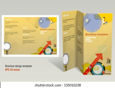 Brochure, booklet z-fold layout. Editable design template. EPS10 vector, transparencies used.
