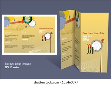 Brochure, booklet z-fold layout. Editable design template. EPS10 vector, transparencies used.