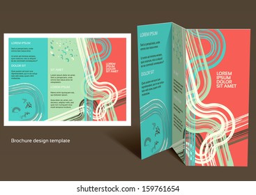 Brochure, booklet z-fold layout. Editable design template. EPS10 vector, transparencies used.