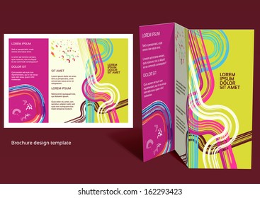 Brochure, booklet z-fold layout. Editable design template. EPS10 vector, transparencies used.