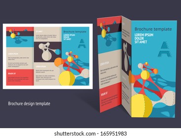Brochure, booklet z-fold layout. Editable design template. EPS10 vector, transparencies used.